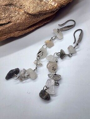 FP Designer 14K Ariana Ost Suki Smoke Earrings Genuine Healing Himalayan Rock